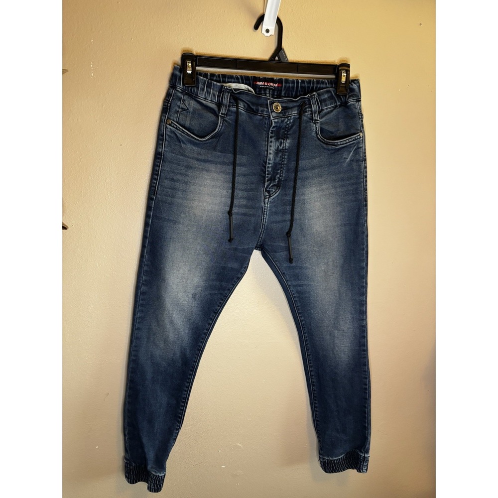 Jimmy & Jordan Men's Blue Denim Tapered Jeans Drawstring Stretch Pockets